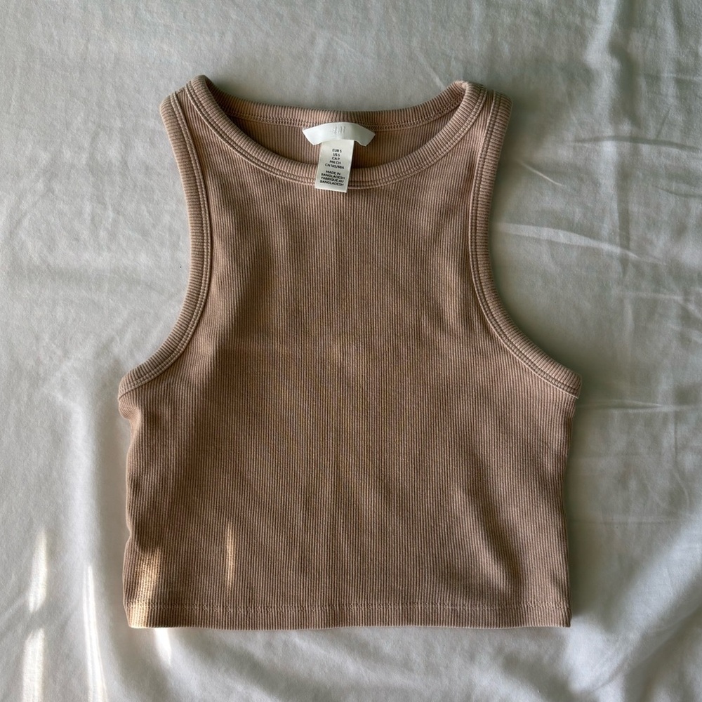 H&M Tan Ribbed Crop Top - Picture 1 of 7